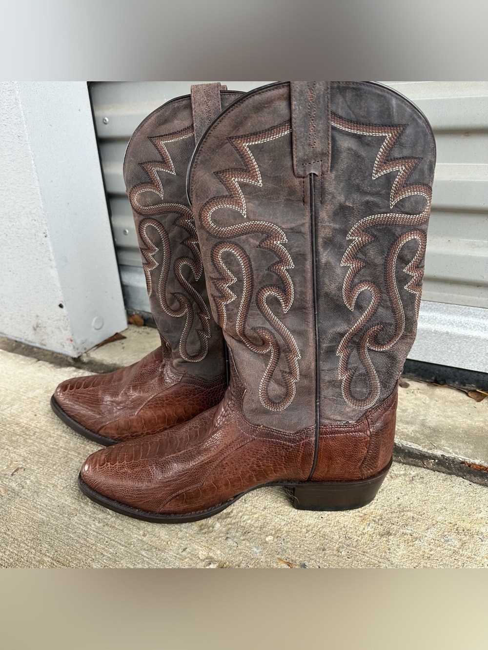 Men’s Dan Post Western Ostrich Leather Cowboy Boots Size 9